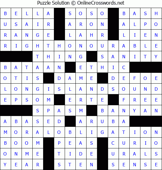 Solution for Crossword Puzzle #3103