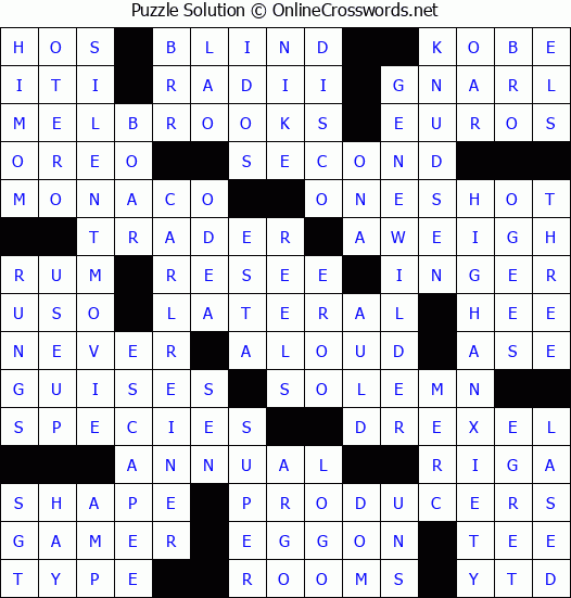 Solution for Crossword Puzzle #3118