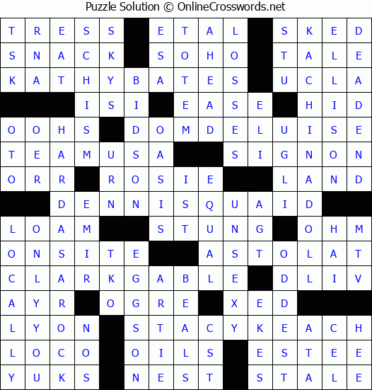 Solution for Crossword Puzzle #3122