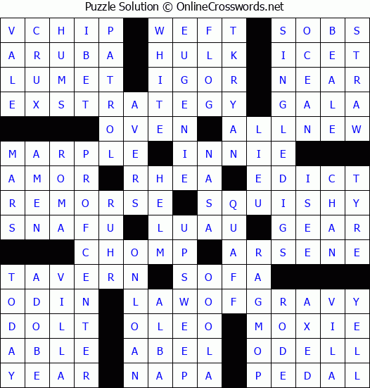 Solution for Crossword Puzzle #3123