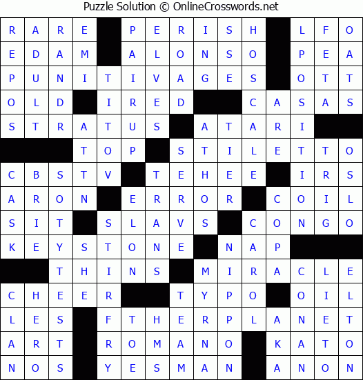 Solution for Crossword Puzzle #3125