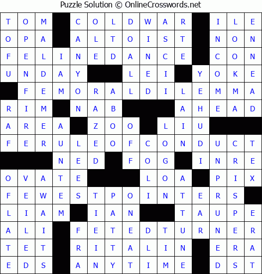Solution for Crossword Puzzle #3128