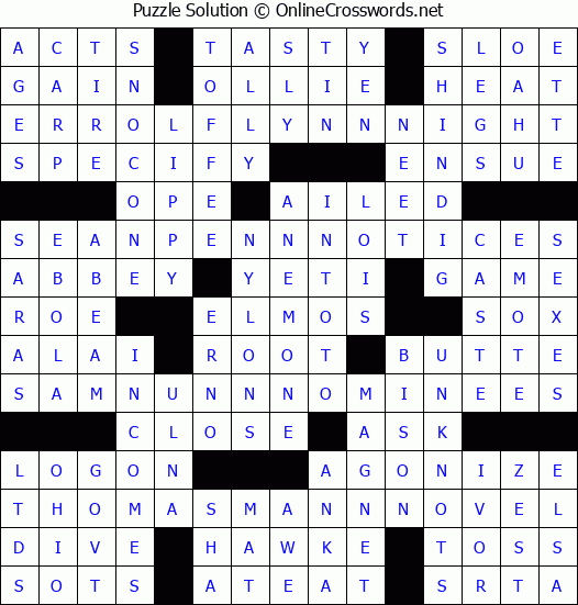 Solution for Crossword Puzzle #3130