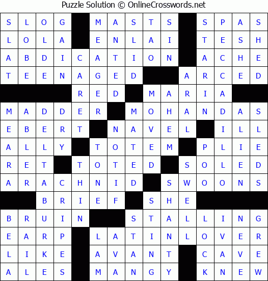 Solution for Crossword Puzzle #3131