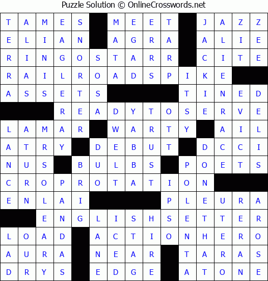 Solution for Crossword Puzzle #3134