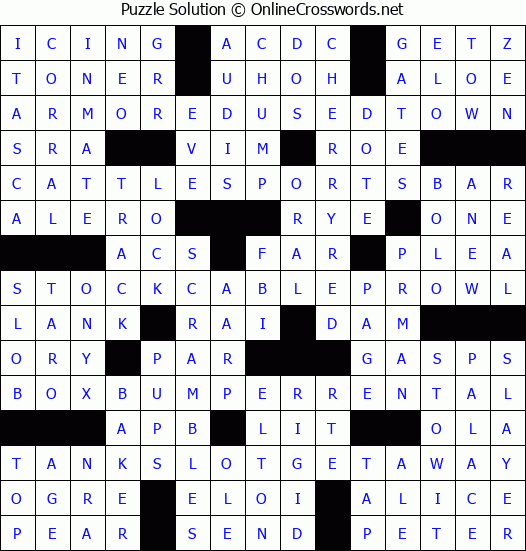 Solution for Crossword Puzzle #3135