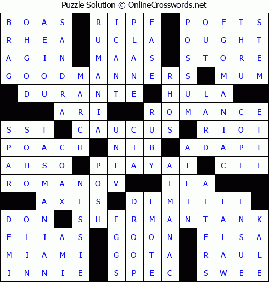 Solution for Crossword Puzzle #3136