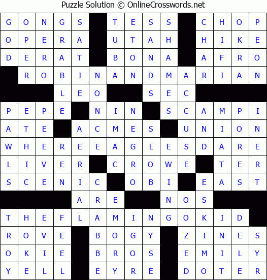 Solution for Crossword Puzzle #3137