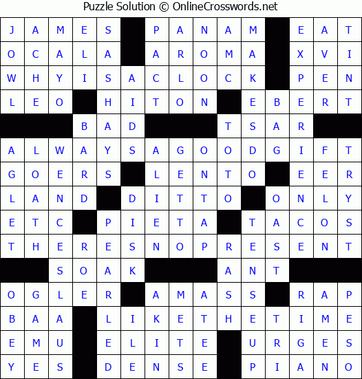 Solution for Crossword Puzzle #3138