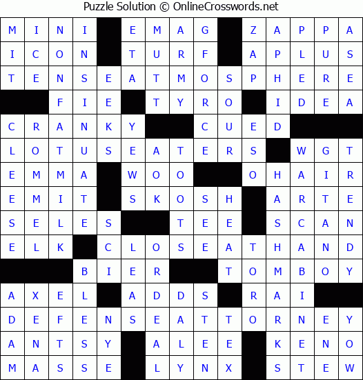 Solution for Crossword Puzzle #3140