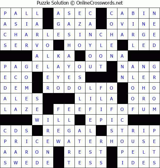 Solution for Crossword Puzzle #3142