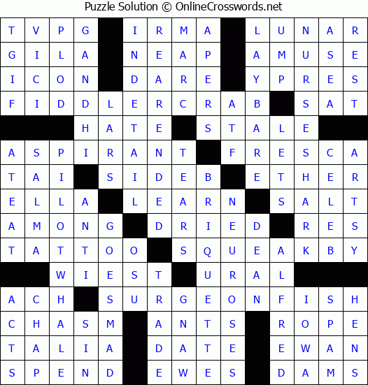 Solution for Crossword Puzzle #3143