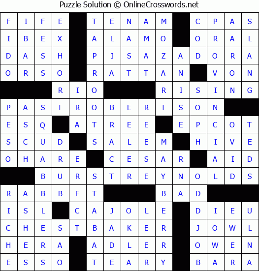 Solution for Crossword Puzzle #3144