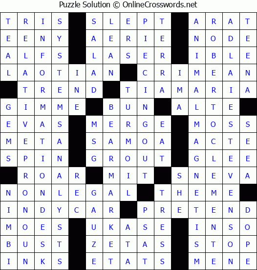 Solution for Crossword Puzzle #3145