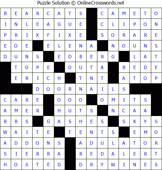 Solution for Crossword Puzzle #3151