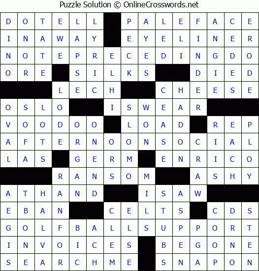 Solution for Crossword Puzzle #3154