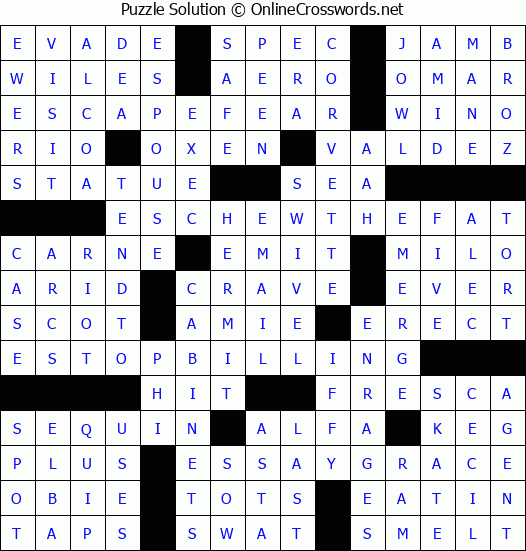 Solution for Crossword Puzzle #3156
