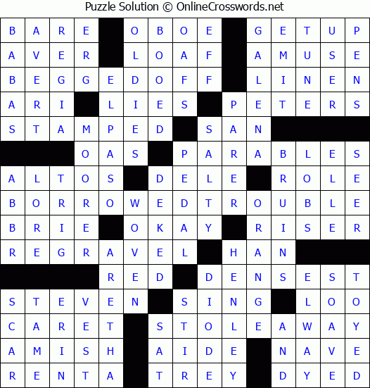 Solution for Crossword Puzzle #3160