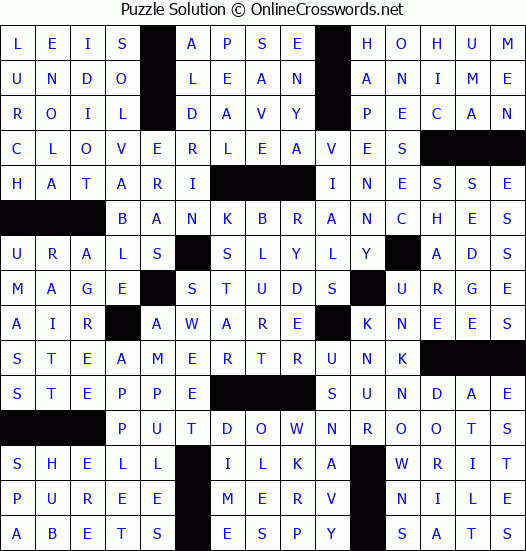 Solution for Crossword Puzzle #3161