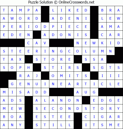 Solution for Crossword Puzzle #3165