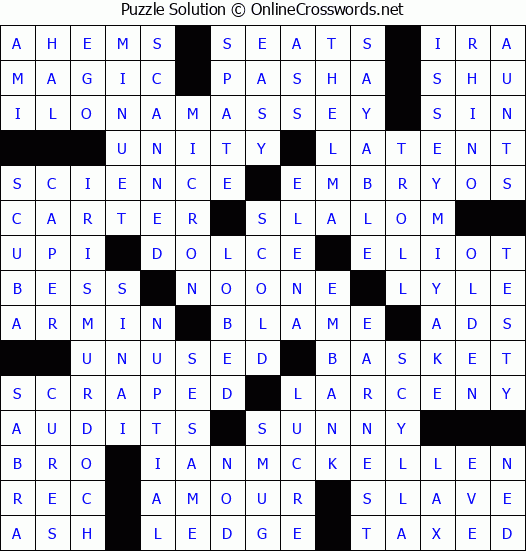 Solution for Crossword Puzzle #3168