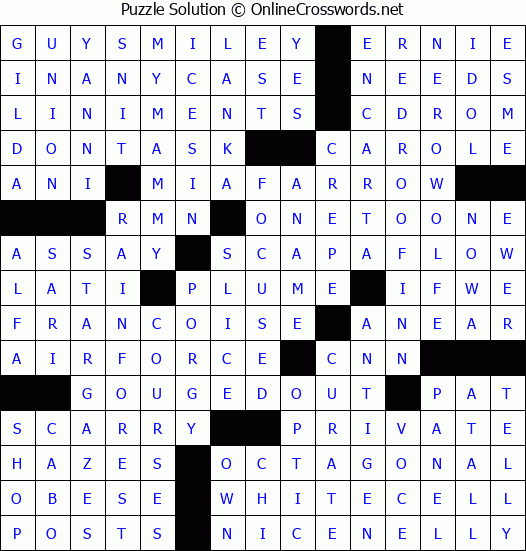 Solution for Crossword Puzzle #3169