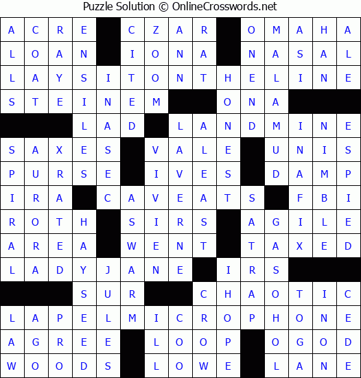 Solution for Crossword Puzzle #3172