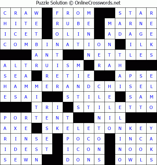 Solution for Crossword Puzzle #3178