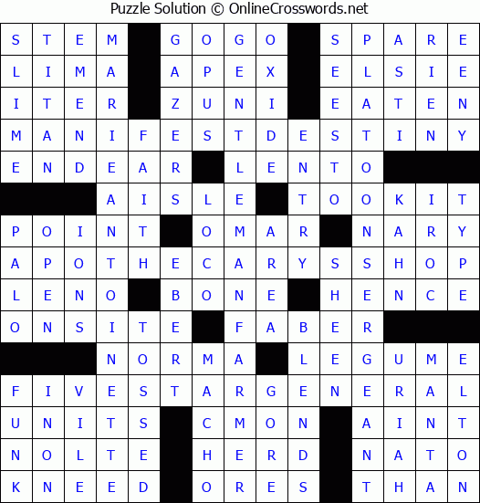 Solution for Crossword Puzzle #3181