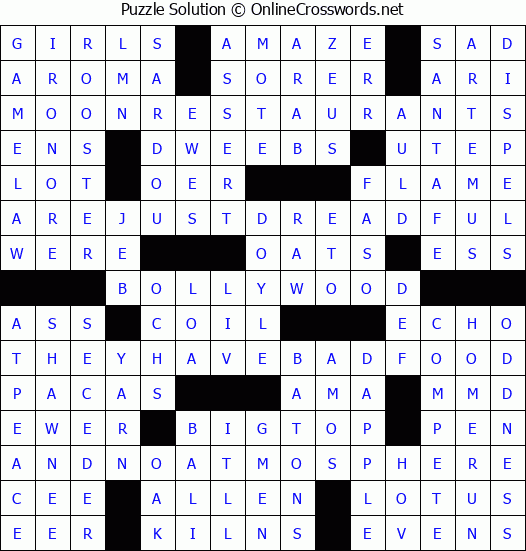 Solution for Crossword Puzzle #3182