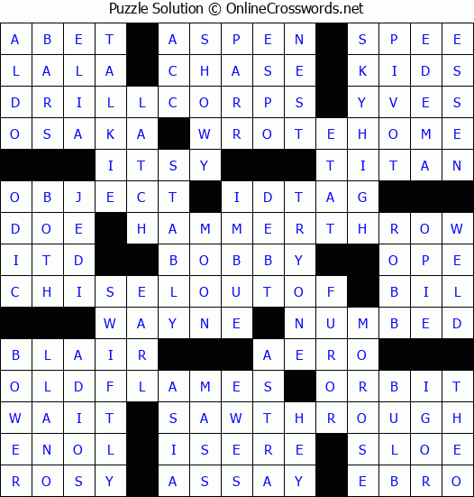 Solution for Crossword Puzzle #3183