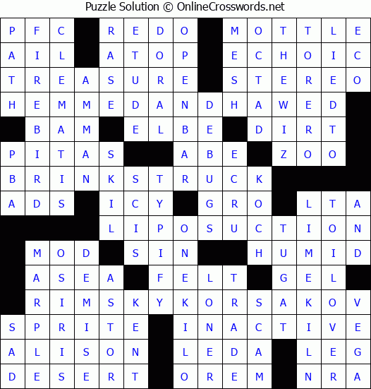 Solution for Crossword Puzzle #3184