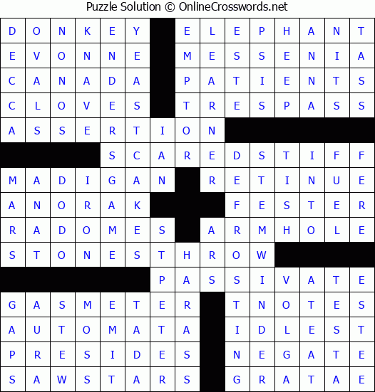 Solution for Crossword Puzzle #3187