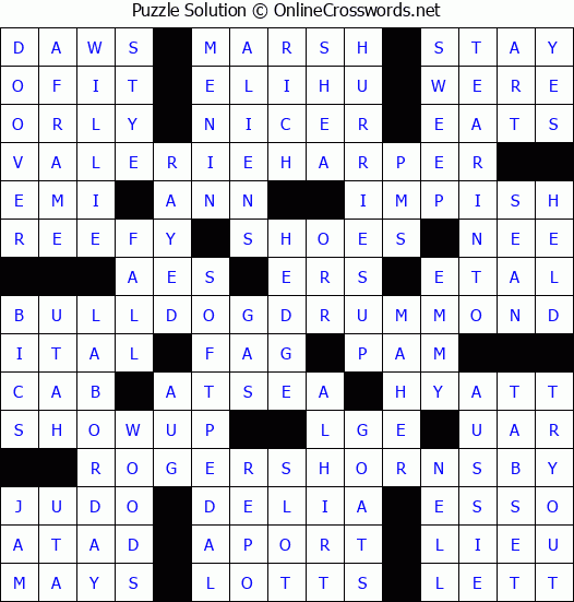 Solution for Crossword Puzzle #3188