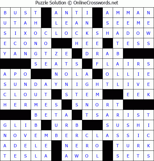 Solution for Crossword Puzzle #3190