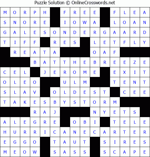 Solution for Crossword Puzzle #3191
