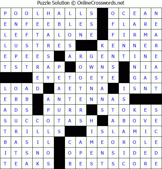Solution for Crossword Puzzle #3192