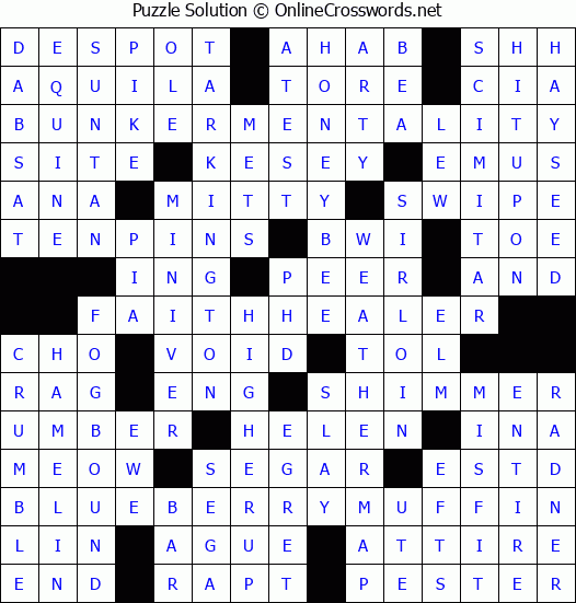 Solution for Crossword Puzzle #3193