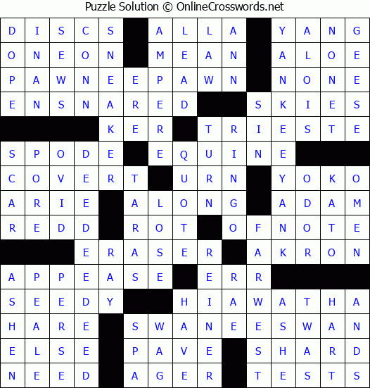 Solution for Crossword Puzzle #3196