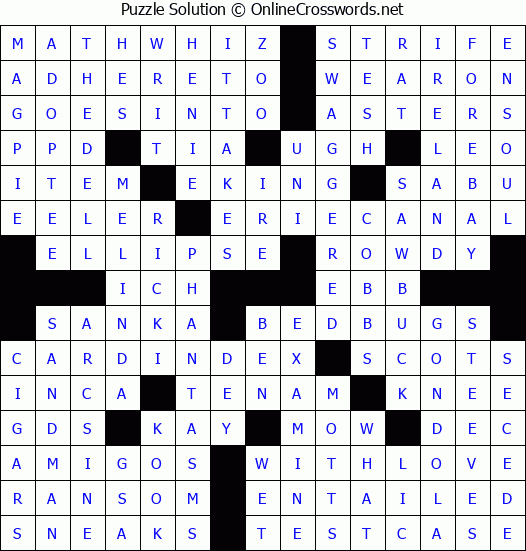 Solution for Crossword Puzzle #3198