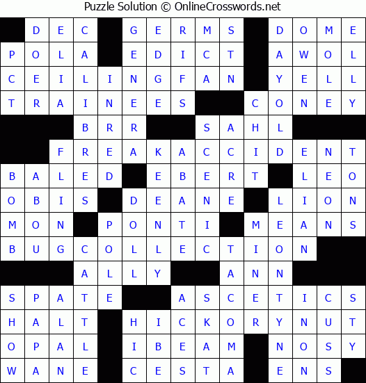 Solution for Crossword Puzzle #3207