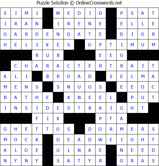 Solution for Crossword Puzzle #3212
