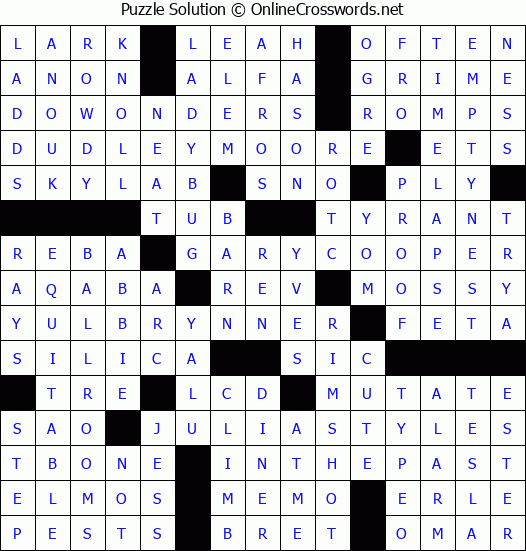 Solution for Crossword Puzzle #3214