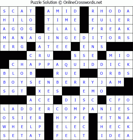 Solution for Crossword Puzzle #3217