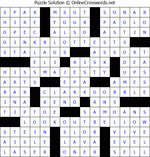 Solution for Crossword Puzzle #3221