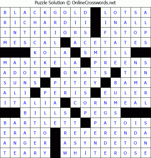 Solution for Crossword Puzzle #3222