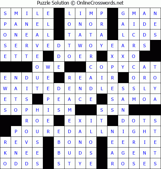 Solution for Crossword Puzzle #3226