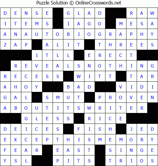 Solution for Crossword Puzzle #3227