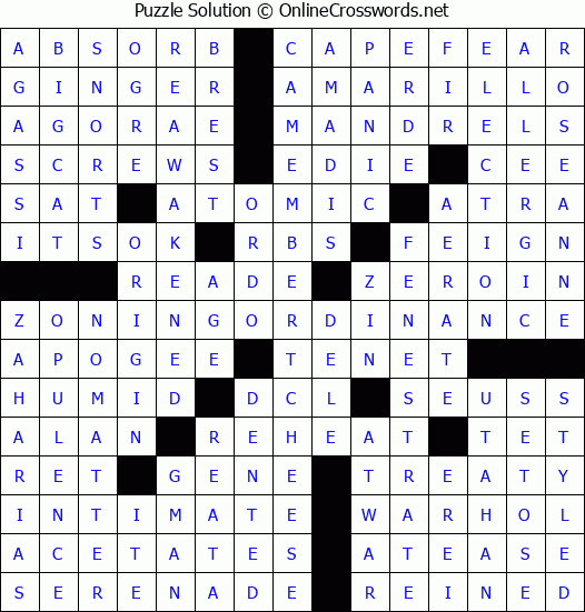 Solution for Crossword Puzzle #3228