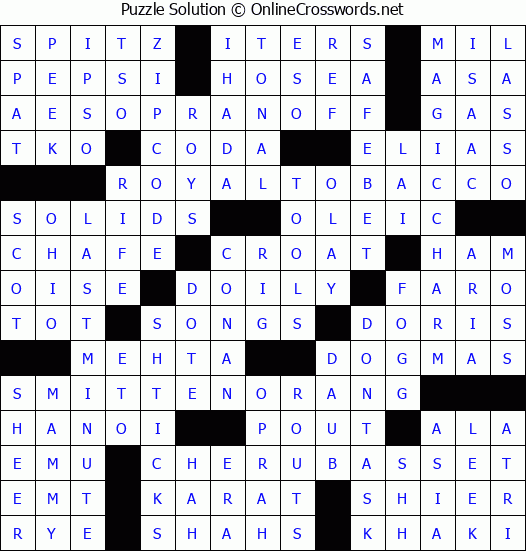 Solution for Crossword Puzzle #3230